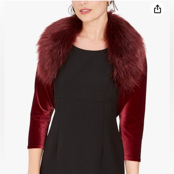 TAHARI Womens Burgundy Faux Fur Solid Long Sleeve Open
Cardigan Sweater Size XL - Picture 10 of 15